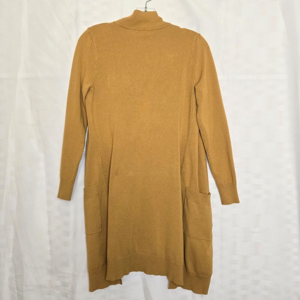 CIELO Cardigan Open Front Long Sleeves Yellow Mustard 2 Pockets Women Medium - Picture 3 of 8